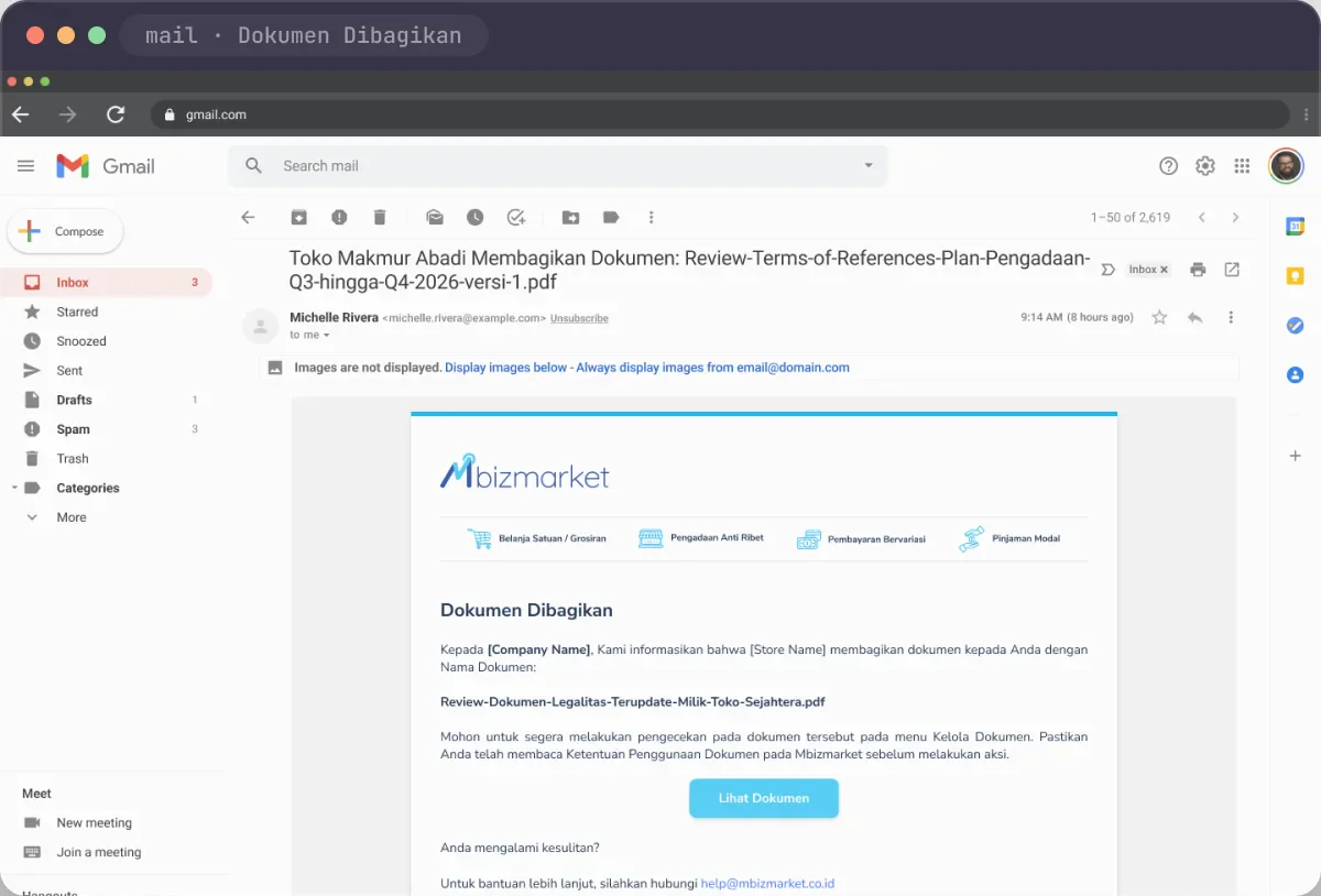 Notification email